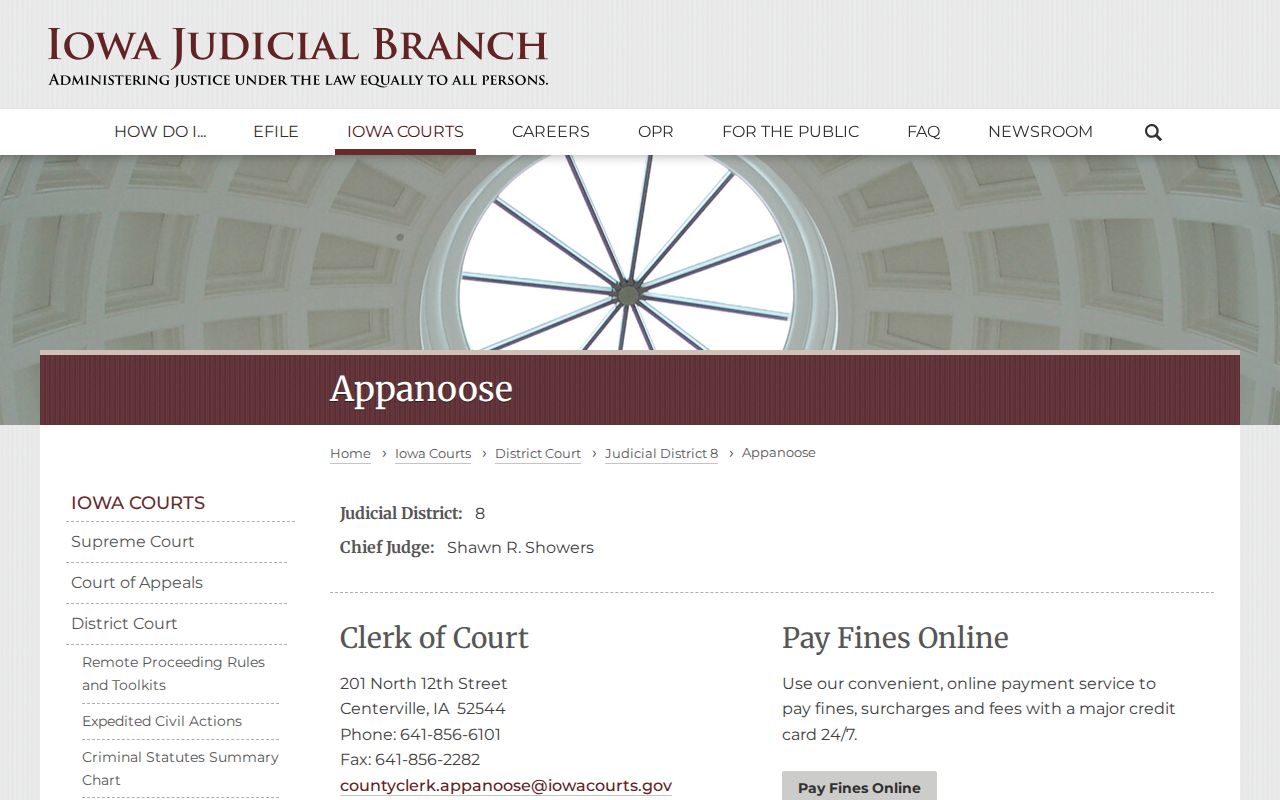 Appanoose County warrant and court record directory